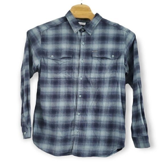 Columbia Large Men’s Long Sleeve Button-Up Flannel Blue, Orange‎ - Picture 1 of 4